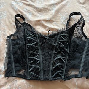 Victoria’s Secret Black Lace Corset-Style Bustier Top